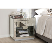 Baxton Studio RXF-646 Melanie Hollywood Regency Glamour Style Mirrored 1-Drawer 1-Shelf Nightstand (Set of 2)